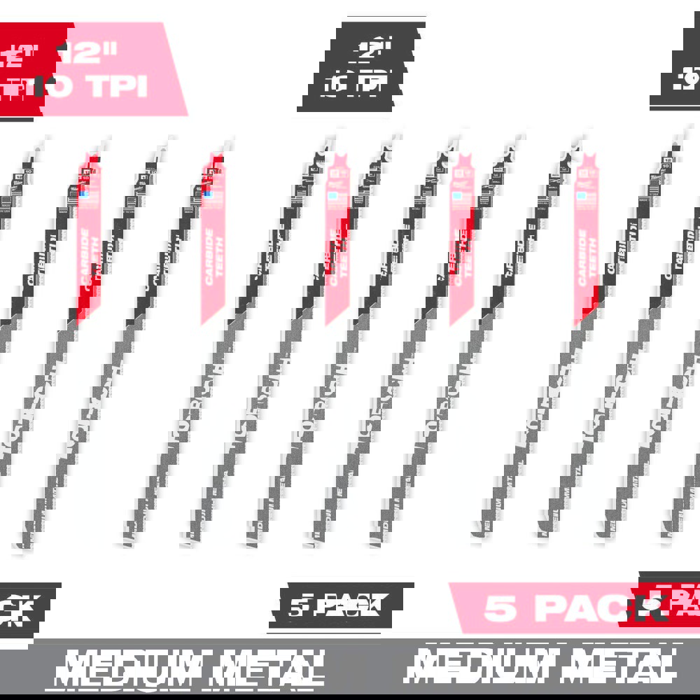 Reciprocating Saw Blades; Blade Material: Carbide ; Blade Length (Inch): 12 ; Blade Width (Inch): 1 ; Teeth Per Inch: 10 ; Blade Thickness (Decimal Inch): 0.0500 ; Profile Shape: Straight